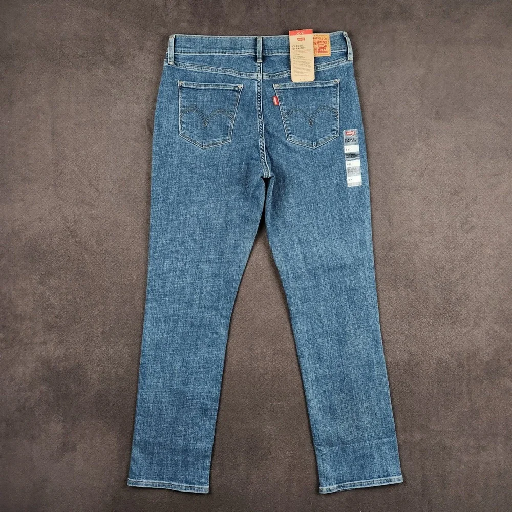 Levis Classic Straight Fit Jeans Womens 8 M‎ Lapis Speed Blue Medium Wash NEW - Picture 2 of 13
